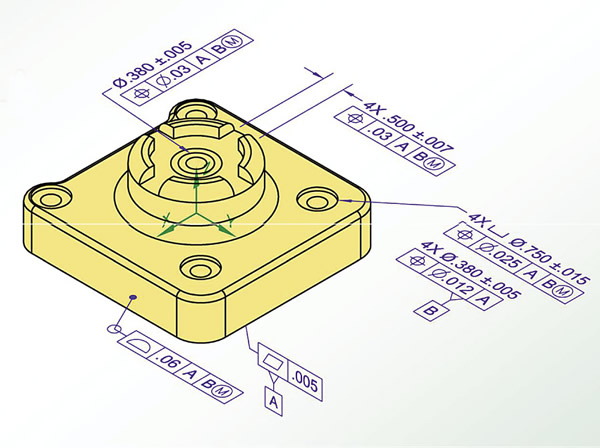 GD&T is a system that, when used properly, allows all features of a part to be described with perfect accuracy, ensuring the part’s form, fit and function will work within an assembly. Image courtesy Bryan R. Fischer/Advanced Dimensional Management LLC.