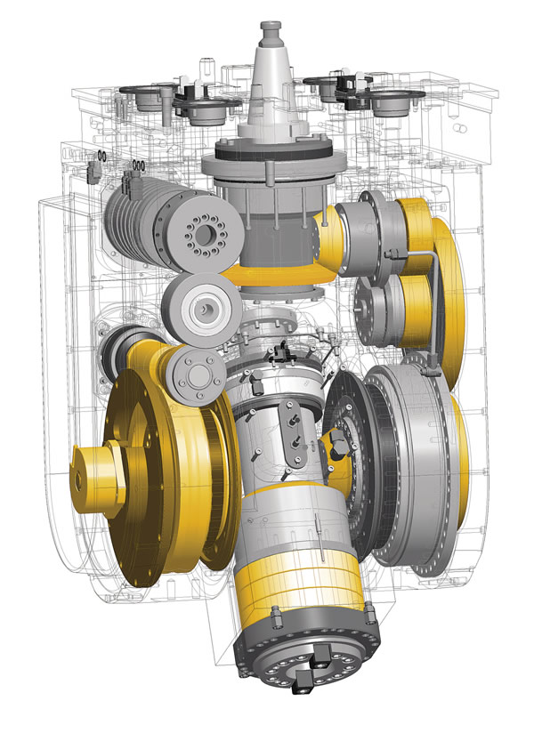 Milling head gear units include numerous parts that must be lubricated.