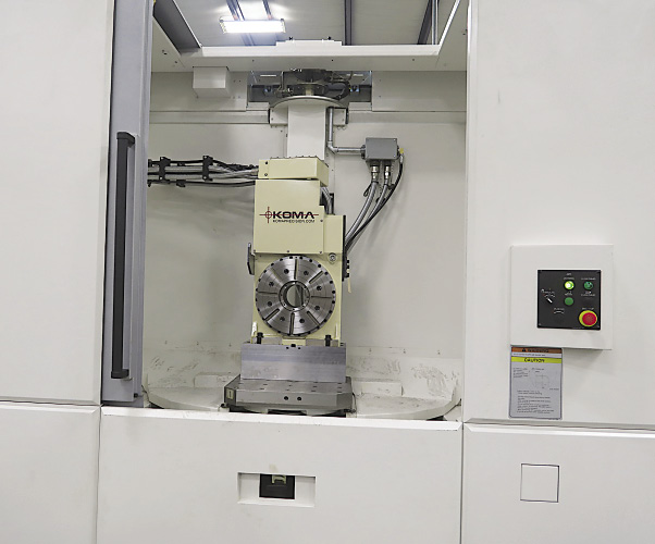 A Tsudakoma RBA-320K rotary table on an Okuma HMC at Precise Machining & Manufacturing. Images courtesy Koma Precision.