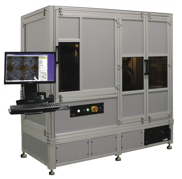 PhotoMachining’s three-wavelength, ultrashort-pulse micromachining system can drill high-density holes in polymers. Image courtesy PhotoMachining.