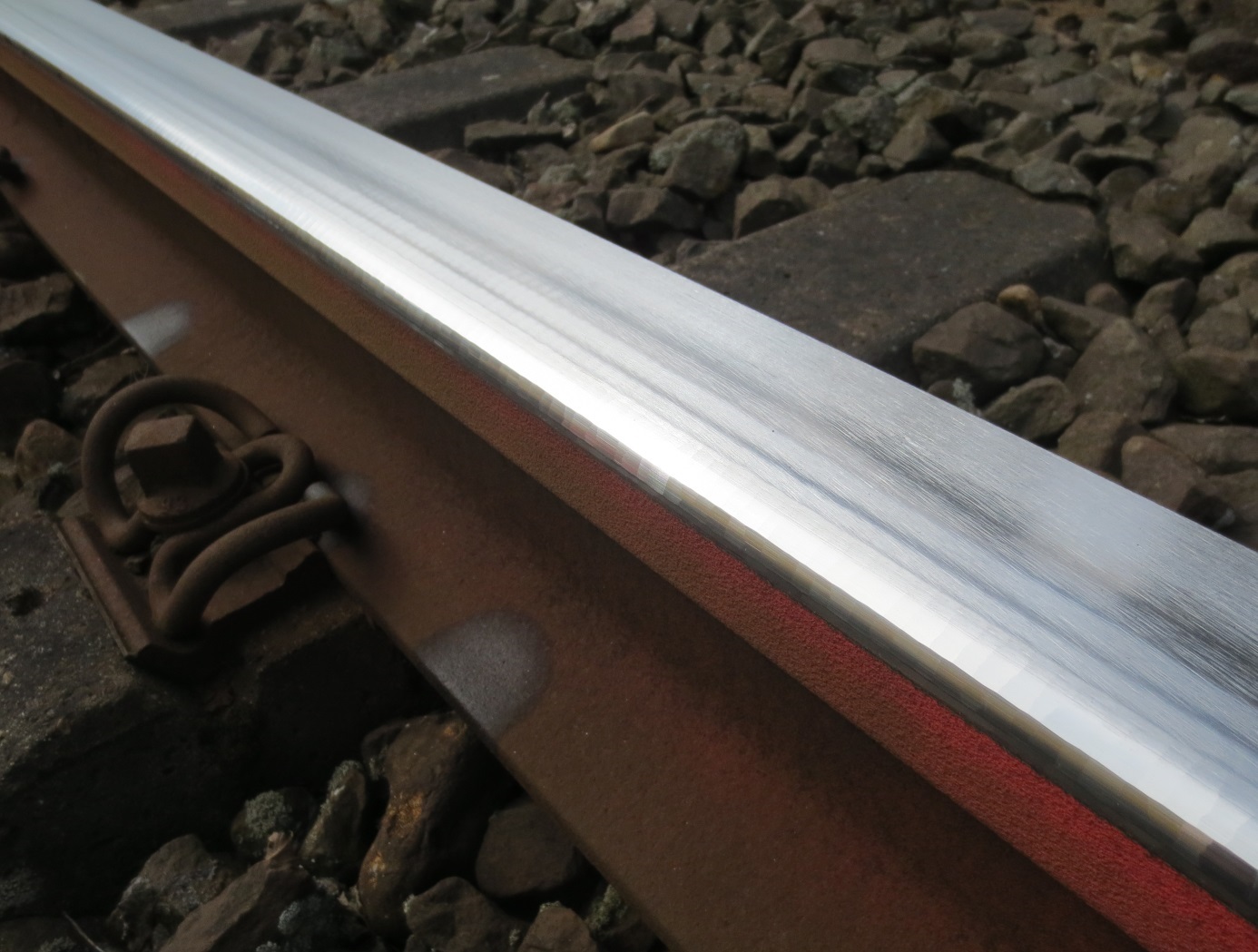 A railway line after profiling treatment.