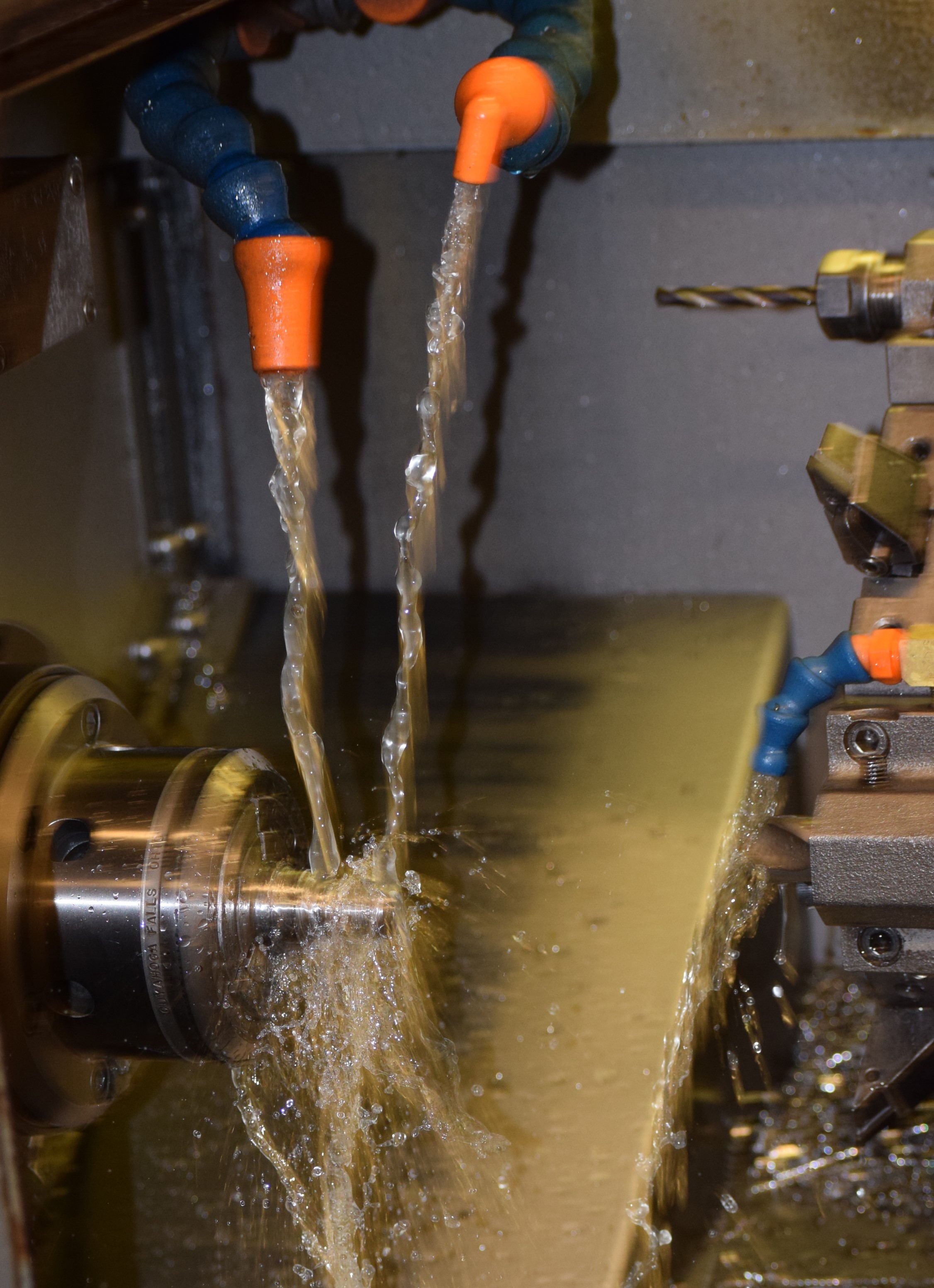 Equipment washing during metalworking.