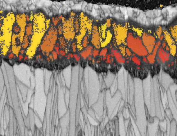 Random crystal orientation.