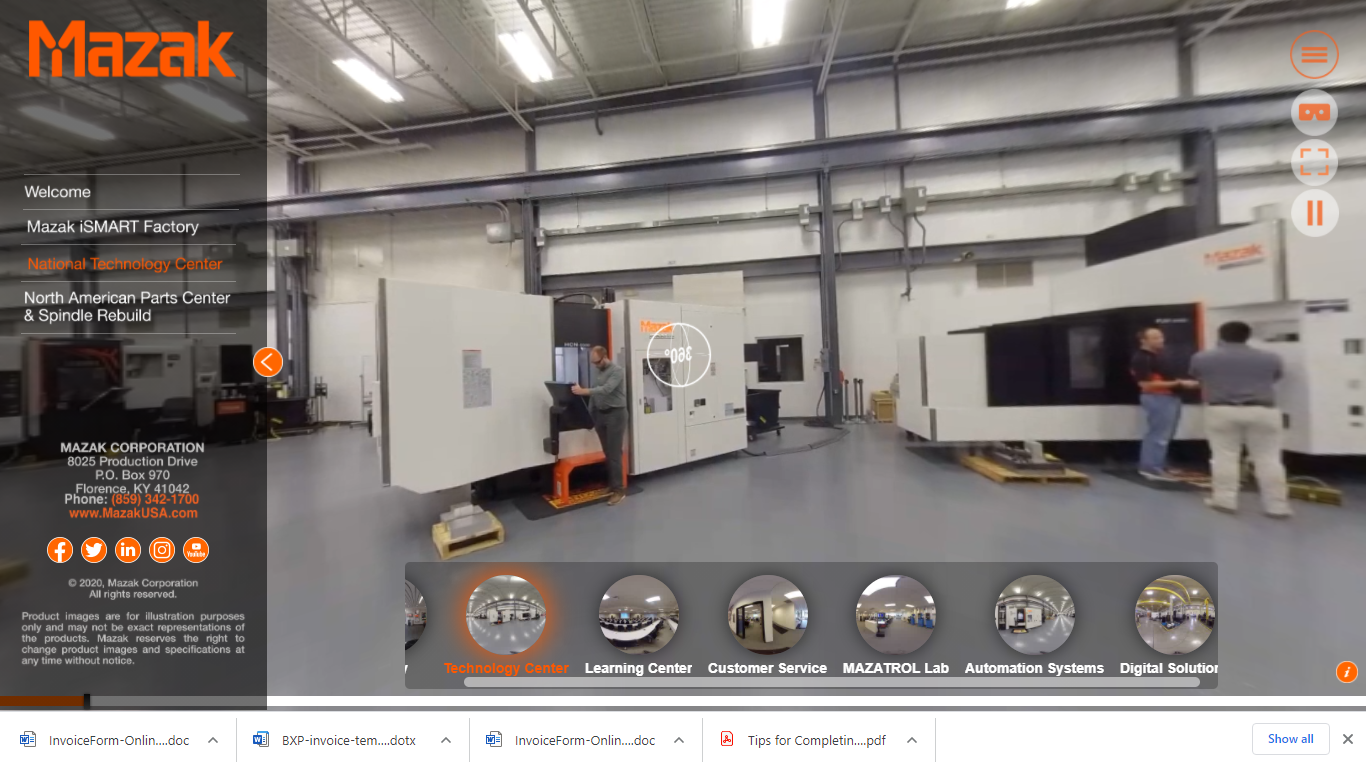 Mazak's virtual tour of its Kentucky HQ