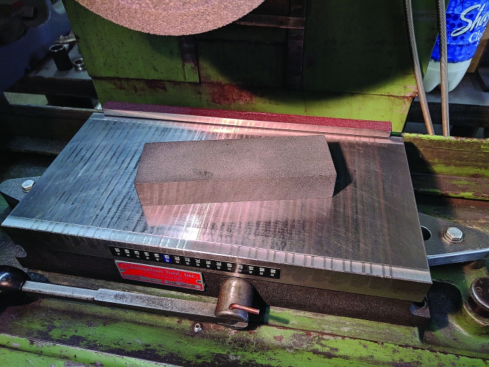 Figure 1. A common application for precision flat stones is stoning the magnetic chuck of a surface grinder just prior to mounting the part. Image courtesy of Tom Lipton.