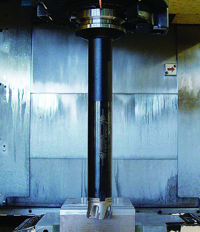 An integrated damping system for extended-reach facemilling eliminates vibration for higher productivity, better surface finishes and higher removal rates. Photo credit: BIG KAISER Precision Tooling