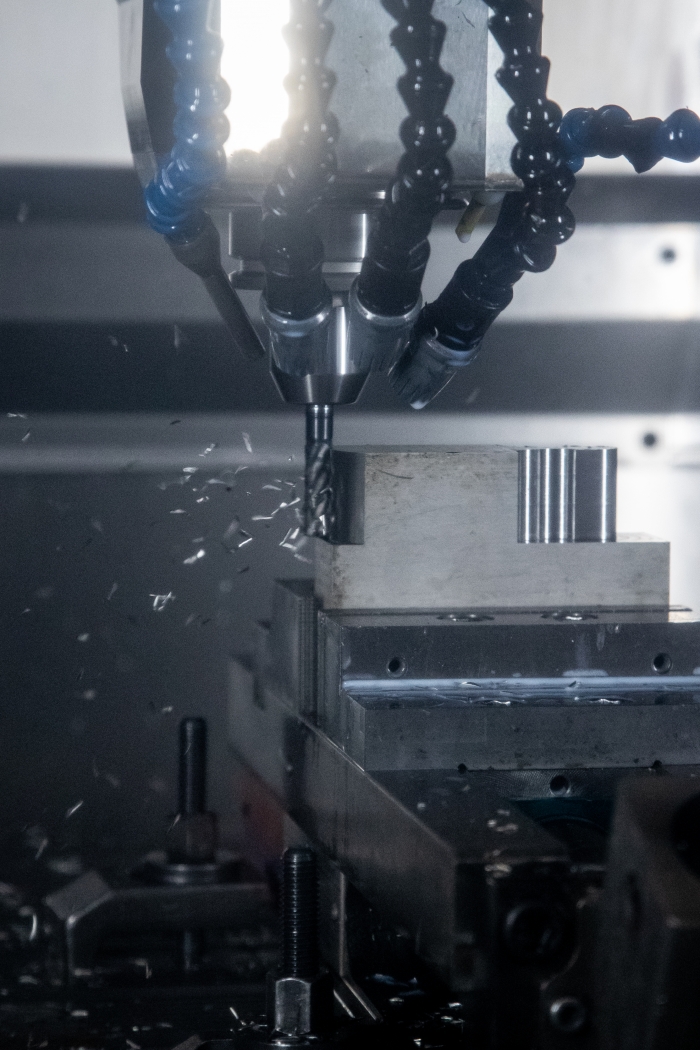 Trochoidal milling is performed on a 5-axis Hermle C 42 machining center to achieve higher machining parameters. Photo courtesy of Ceratizit Group