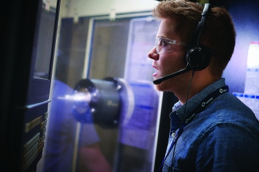Athena allows headset-wearing personnel to operate machine tools using voice commands. Image courtesy of Makino.
