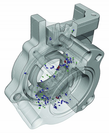 This aluminum casting was checked for porosity, a common application for CT scanning technology. Image courtesy of  Jesse Garant Metrology Center.