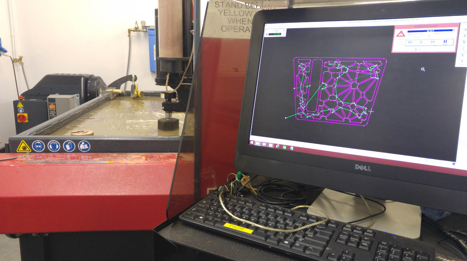 MAXIEM Waterjet showing MAKE software for waterjet cutting